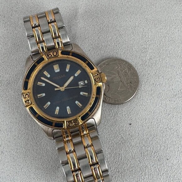 Pulsar 2 Tone Gold and Silver Watch with a Stunning Midnight Blue Dial - Picture 7 of 8